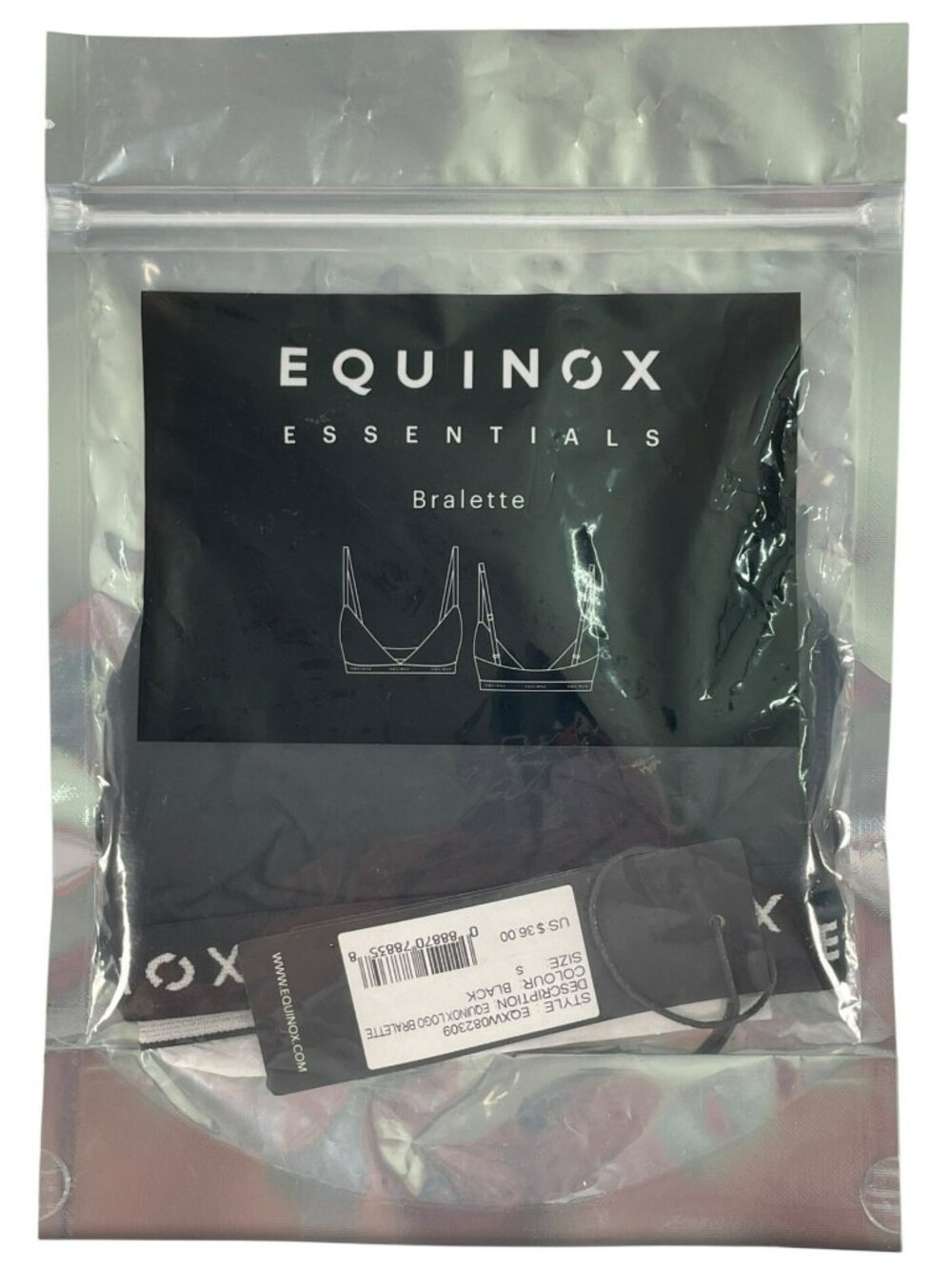 Equinox Essentials Bralette Black Logo Activewear Women's Size Small NEW